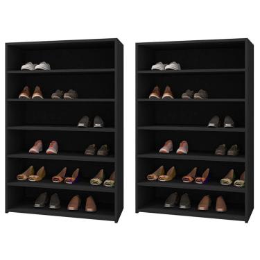 Imagem de Kit 02 Armários Multiuso Sapateira 5 Prateleiras Preto