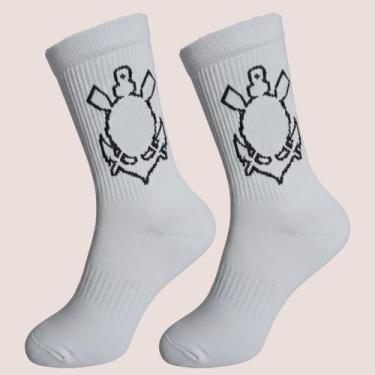 Imagem de Meia Corinthians Cp Cano Médio Masculina, Branco 02, U