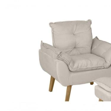 Imagem de Poltrona-cadeira Decorativa Com Puff Glamour Opala Com Pés Quadrado Be