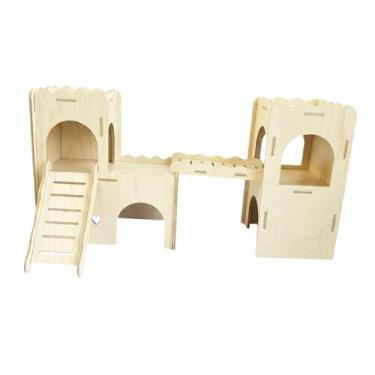 Imagem de MotiveTech Acessórios para gaiola de hamster: esconderijo de madeira ventilado e divertido para hamsters sírios, gerbos e lemingues, Style C