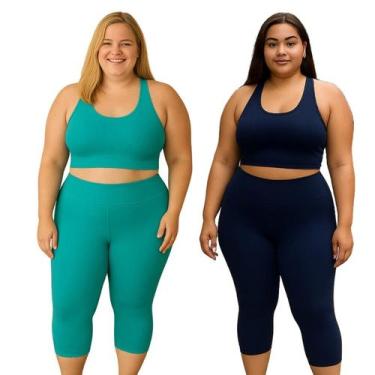 Imagem de Kit 2 Conjunto Calça Capri Top Plus Size Suplex GG Ao G5 - DiFerreira,