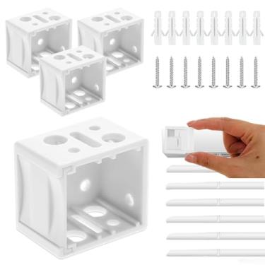 Imagem de Pacote com 4 suportes para persianas de janela de 2,5 cm, suporte de suporte de caixa de perfil branco, suporte de montagem de caixa mini persiana