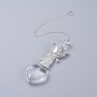 Imagem de 2 peças de lustre de coração de anjo pendurado, cristais, prismas para janelas, peças de lustre, pingentes de arco-íris, 375 mm