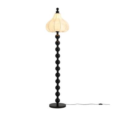 Imagem de Luminária de chão Luminária de chão preta para sala estar, cabeceira hotel, abajur vertical decorativo com três cores e tecido que muda cor