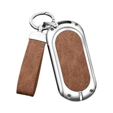 Imagem de Capa De Chave De Couro Mercedes Com Shell Metálico Para Chave Do Class