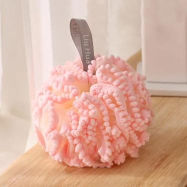 Imagem de Esponja de banho de tamanho grande, bola de chuveiro de uso duplo, espuma ultramacia e bucha esfoliante para cuidados diários com a pele, acessório de banheiro, rosa