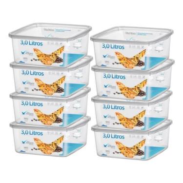 Imagem de Kit 8 Pote Quadrado 3l Armazenamento Bpa Free Alimentos - Volare