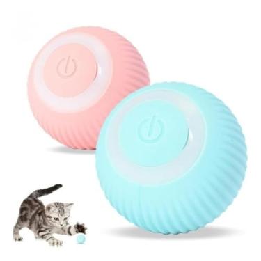 Imagem de Bolinha Interativa Inteligente Pet Elétrica Recarregável USB para Gatos e Cães – Brinquedo com Luz LED, Movimento Automático 360° e Silicone Antiestresse Seguro e Silencioso (Azul)