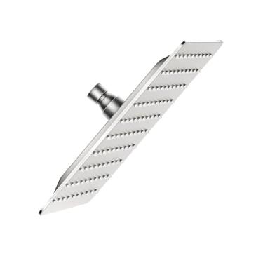 Imagem de Chuveiro de chuva, cabeça de chuveiro quadrada de 8 polegadas, taxa de fluxo de 1,8 GPM, chuveiro de chuva (Brushed Nickel, 8 polegadas)