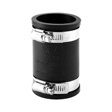 Imagem de QruiLanTu Acoplamento de tubo de PVC flexível de 3,8 cm com braçadeira de aço inoxidável, encaixe flexível para conectar tubos de ferro fundido, plástico e cobre, para conexões de esgoto e drenagem