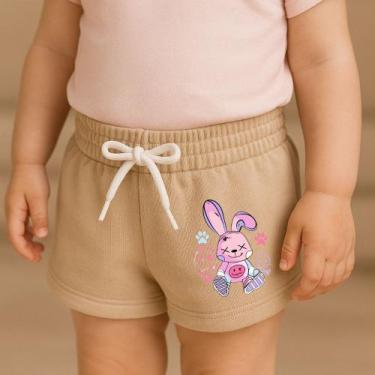 Imagem de Short Moletinho Infantil Estampado Feminino Coelho Street Colorido Del