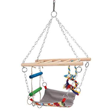 Imagem de Yctze Brinquedo de Escalada para Mordida de Papagaio de Estimação Pendurado - Rede Multifuncional de de Balanço para Hamsters, Pássaros e Animais Pequenos