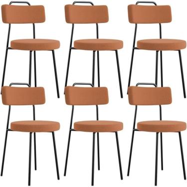 Imagem de Kit 06 Cadeiras Decorativas Estofada Sala De Jantar Barcelona L02 Bouclê Terracota - Lyam Decor