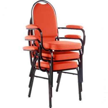 Imagem de Kit Com 3 Cadeiras Para Auditório Linha Hotel Vermelho