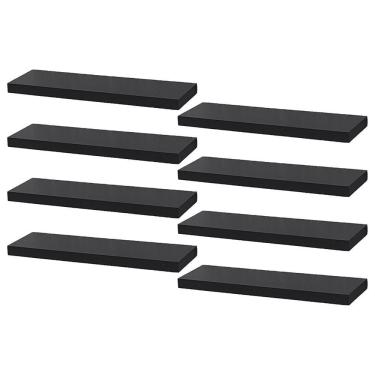 Imagem de Kit 8 Prateleiras 30 x 15cm Preta Suporte Invisível