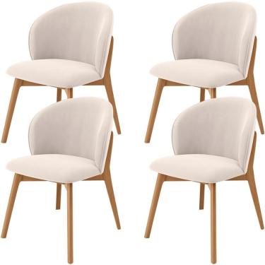Imagem de Kit 04 Cadeiras De Jantar E Estar Living Estofada Mia L02 Suede Bege