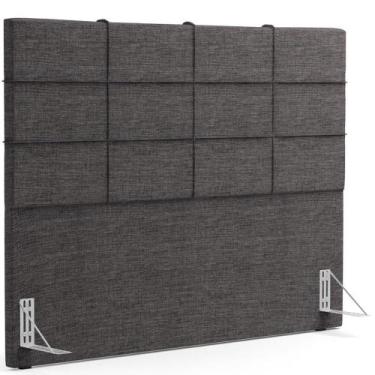Imagem de Cabeceira Cama Box Casal King 195 Cm Roma W01 Linho Cinza Escuro - Lya