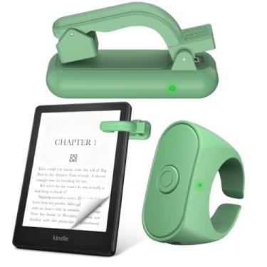 Imagem de Anel virador de página para Kindle, virador de página de controle remoto para Kindle Paperwhite Oasis Scribe Kobo, projetado para capas grossas clicker virador de página para iPhone, iPad, tablets