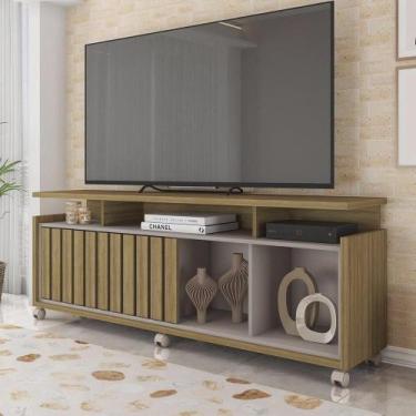 Imagem de Rack Tv 70 Pol 160cm Bancada Com Rodízio Sala Thaissa C01 - D'rossi Be