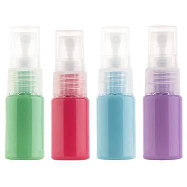 Imagem de Sndperiexam 4 mini frascos de spray, mini frasco de plástico vazio de névoa fina de 10 ml, pequenos recipientes de líquidos recarregáveis para perfume, produtos de beleza (7 cm, rosa vermelha, roxo