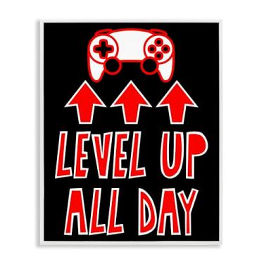Imagem de Stupell Industries Level Up All Day Gamer Arte giclée emoldurada branca, design por Marcus Prime, 76 x 61 cm