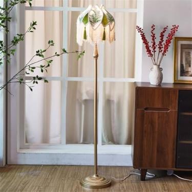 Imagem de Luminária de chão francesa de luxo com franjas, LED, estilo retrô americano, para sala de estar, sofá, quarto, escritório, casa de campo, hotel, estilo campestre europeu, luminária decorativ