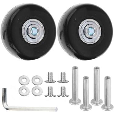 Imagem de Qigfucm 43 x 18mm Small Luggage Wheels Replacement, 2pcs Universal Smooth Swivel Caster Wheels, Silent Black Rubber Suitcase Trolley Wheels Repair Kit