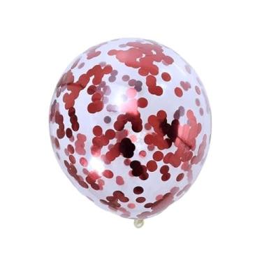 Imagem de 20 Bexigas Transparentes com Confete 10” Balão Cristal para Decoração de Festa e Arco Desconstruído (Vermelho)