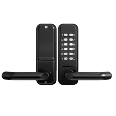 Imagem de Fechadura de porta mecânica de teclado de 12 dígitos de alta segurança - entrada sem chave, cadeado de código mecânico com alça, impermeável e à prova de ferrugem, sem bateria, fácil de instalar