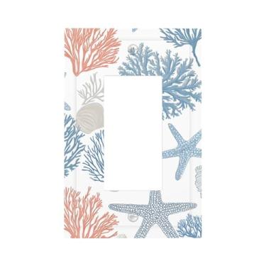 Imagem de JDAKHD Capa decorativa de mármore granito cordilheira vale, natureza, sol, 1 capa de interruptor de luz balancim azul dispositivo único Gfci placa de parede para banheiro quarto