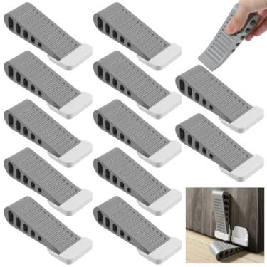 Imagem de Afcabakila Pacote com 12 batentes de porta para fundo da porta - protetores de parede resistentes para casa, escritório, garagem, piso empilhável e parte inferior da porta com suporte branco