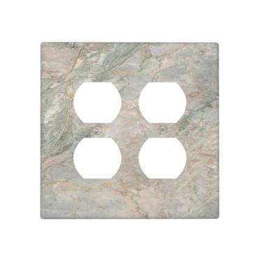 Imagem de DBWGUO Capas de tomada decorativas modernas turquesa rosa mármore grão 2 gangues placa de parede duplo interruptor de luz dupla capa placa de interruptor placa frontal para quarto, cozinha, decoração