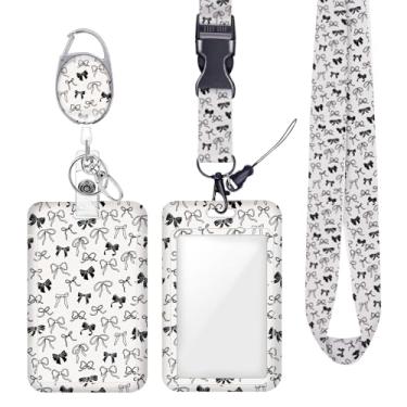 Imagem de Porta-crachás de identificação com laço para crachá para crachás de identificação, chaveiro protetor vertical, clipes de mosquetão retráteis, cordão de chave resistente para mulheres, fotógrafos