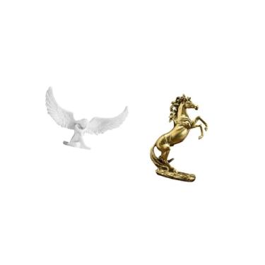 Imagem de Fenteer Escultura de Resina Equina, Gracioso Cavalo, Estatueta de Anjo, Elegante Estante de Escritório, Corredor, Ornamento de Mesa