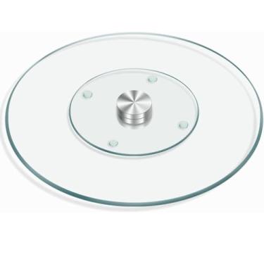 Imagem de Prato Giratório para Confeitaria, Vidro e Metal, 30cm de Diâmetro, Base Giratória Suave, Transparente, para Bolos e Tortas