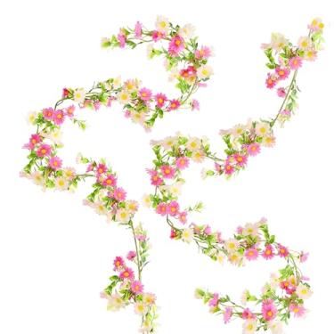 Imagem de Guirlandas de flores de seda, 2 peças, guirlanda artificial margarida 1,8 m, vinhas falsas penduradas, margaridas para casa, decoração de primavera em arco de parede