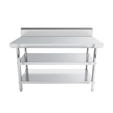Imagem de TRGCJGH Mesa de cozinha comercial de aço inoxidável com Backsplash cozinha preparação e mesa de trabalho para restaurante, casa, hotel (120 x 70 cm/47,2 x 27,7 cm)