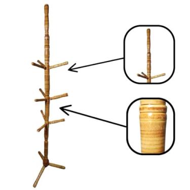 Imagem de Cabideiro de chão em Madeira com 10 Ganchos, Design Rústico, Organizador para Roupas e Acessórios, Estrutura Torneada CEREJEIRA