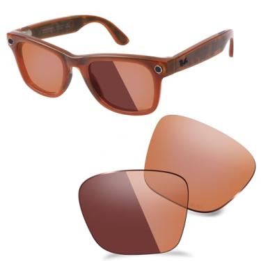 Imagem de AOZAN Lentes de substituição ANSI Z87.1 compatíveis com óculos Ray-Ban Meta Wayfarer (Gen 2) RW4012 53 mm AI Glasses, Fotocrômico laranja, (Gen 2) RW4012 53mm