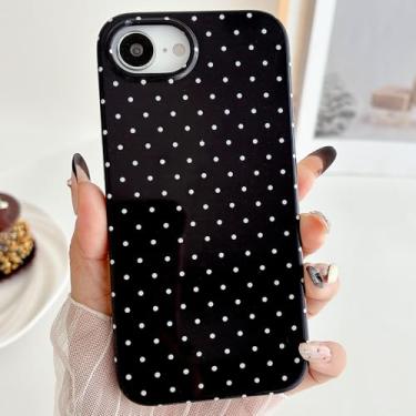 Imagem de HYUEKOKO Capa de telefone de bolinhas para iPhone 16e, linda moda com design de estética de bolinhas, capa simples de TPU macio fino à prova de choque para meninas e mulheres - preta