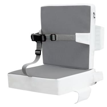 Imagem de Assento elevatório infantil, almofada de elevação antiderrapante para cadeira de cozinha com encosto e alças ajustáveis, esponja de resiliência, impermeável e resistente a manchas, adequado para