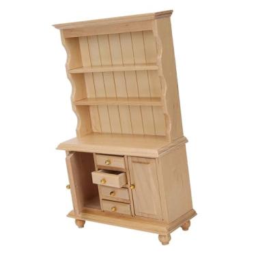 Imagem de AYNEFY Estante de Madeira Em Miniatura para Casa de Bonecas de Três Camadas, Modelo de Gabinete de Móveis Em Escala 1:12 para Jardins de Fadas, Acessórios de Decoração de Cenas de Cozinha, Móveis de