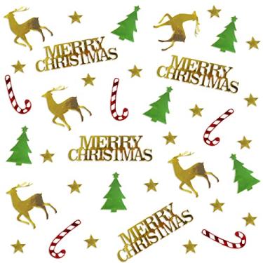 Imagem de Confetes de Natal, 100 peças, decorações de mesa de Natal rosa, árvore floco de neve, boneco de neve, formato de Papai Noel, folha de mesa, confetes para decorações de inverno, suprimentos de festa
