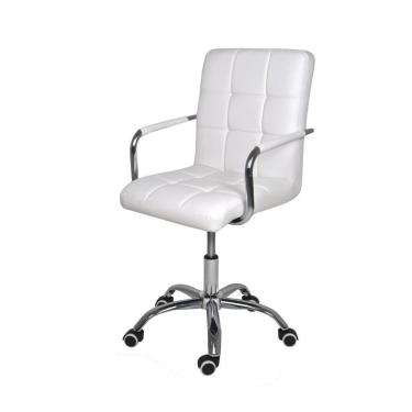Imagem de Cadeira Escritório Home Office Gomos Confort Estofada Base Giratória Cromada Com Regulagem Branco