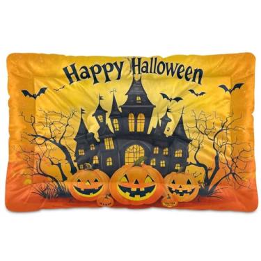 Imagem de SEHANY Cama de Halloween com abóboras amarelas para cães, gatos, outono/inverno, caixote grosso, macio, para animais de estimação, antiderrapante, lavável, para cães pequenos, médios e grandes, gatos