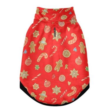 Imagem de SEHANY Casaco de Natal de gengibre para cães pequenos, super quente, à prova de vento, jaqueta de inverno, macia, aconchegante para animais de estimação, moletom para clima frio na neve com furo na