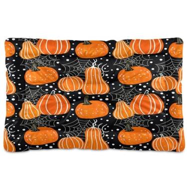 Imagem de SEHANY Cama de Halloween Pumpkins para cães e gatos com fundo antiderrapante, caixa de canil, colchão macio para animais de estimação, lavável para cães pequenos, médios e grandes, gatos, 91 x 61 cm