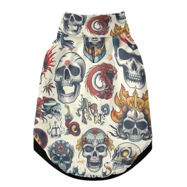 Imagem de SEHANY Casaco de cachorro com tatuagem de caveira para cães pequenos, superquente, à prova de vento, jaqueta de inverno, macia, aconchegante para animais de estimação, moletom para clima frio na neve