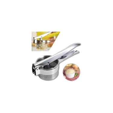 Imagem de Espremedor de Batata Manual em Aço Inox, 26,5 x 9 cm, Utensílio de Cozinha Multifuncional para Purês, Legumes e Massas, Design Ergonômico