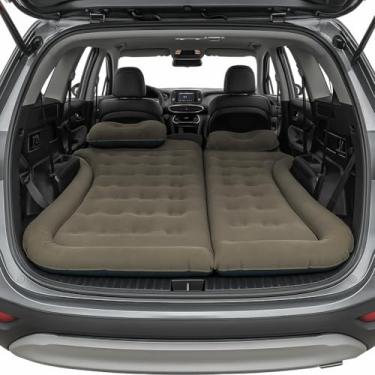 Imagem de Wakeman Colchão inflável ao ar livre - Colchão de ar de carro para SUV ou barraca com bomba de saída auxiliar e 2 travesseiros infláveis - Equipamento de acampamento de carro (cinza)